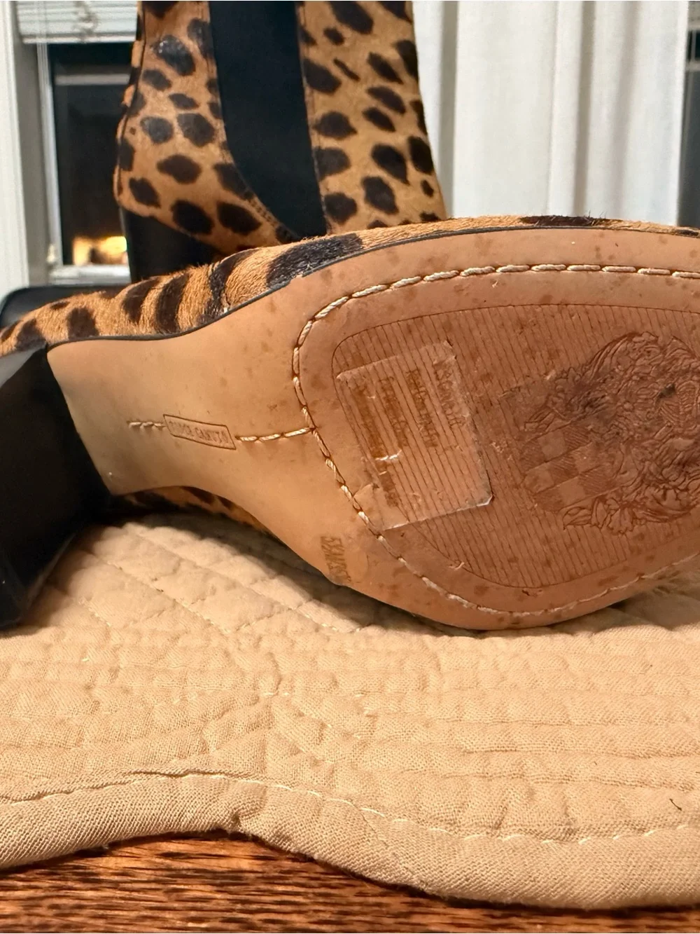Vince Camuto Leopard-Print Haircalf Ankle Boot in Brown and Black